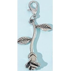 🌹NEW Silver Rose Mini Bag Charm/ Zipper Pull Charm/ Keychain